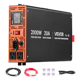 VEVOR - 2000W Sump Pump Battery Backup System, LCD Display, Auto Switches to Battery Inverter Power for Sump Pump,Pure Sine Wave - Black