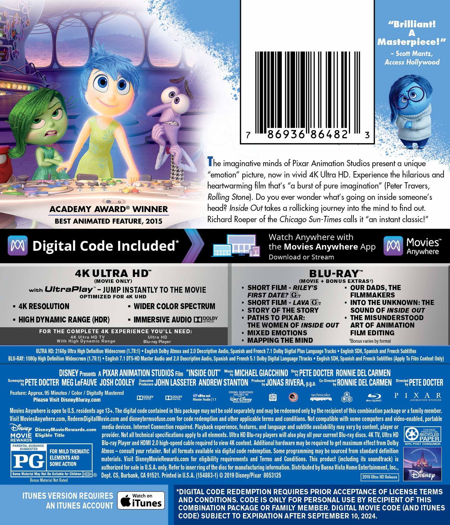 Alt View 1. Inside Out   - 4K Blu-Ray.