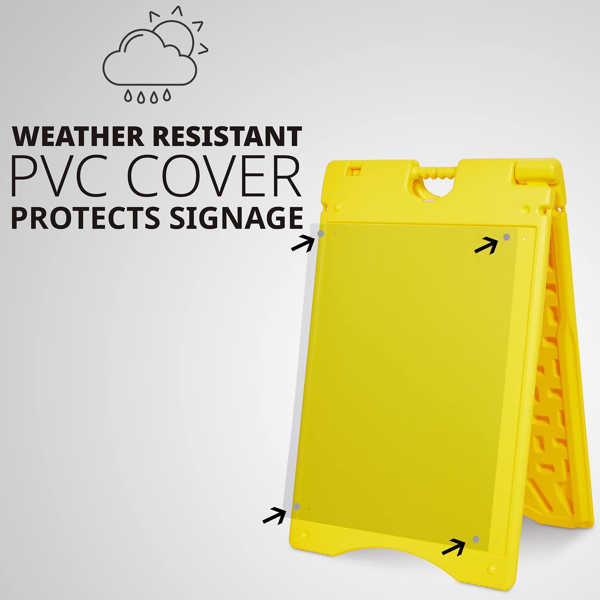 WEATHER RESISTANT PVC COVER PROTECTS SIGNAGE