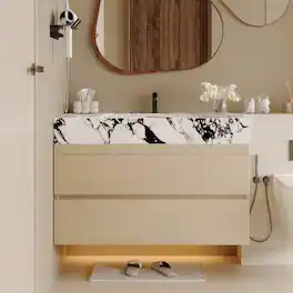 Loheer - 29.9 inch floating bathroom vanity Wall Mounted Vanity with Sink White Wood - White/Wood