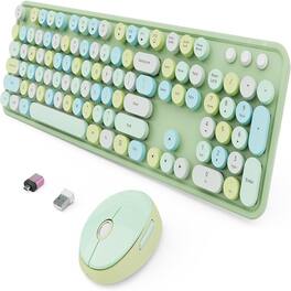 MOSZAR LLC - Wireless Keyboard and Mouse Combo, Ergonomic Full Size - Green