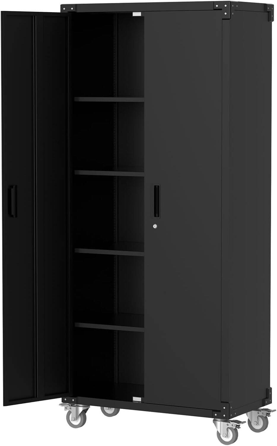 Front. Acekool - 72" Rolling Tool Cabinet, 4 Adjustable Shelves Lockable Rolling.