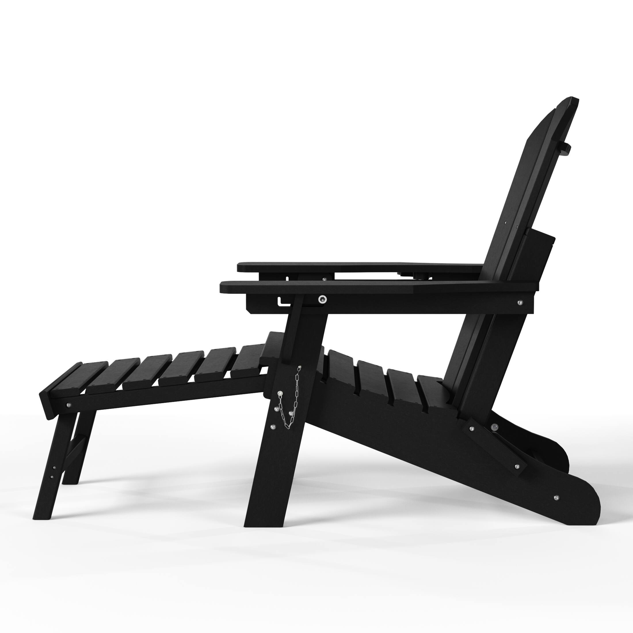Alt View 2. WestinTrends - WestinTrends Malibu Folding Adjustable Adirondack Chair with Retractable Ottoman and Cup Holder (Set of 2) - Black.