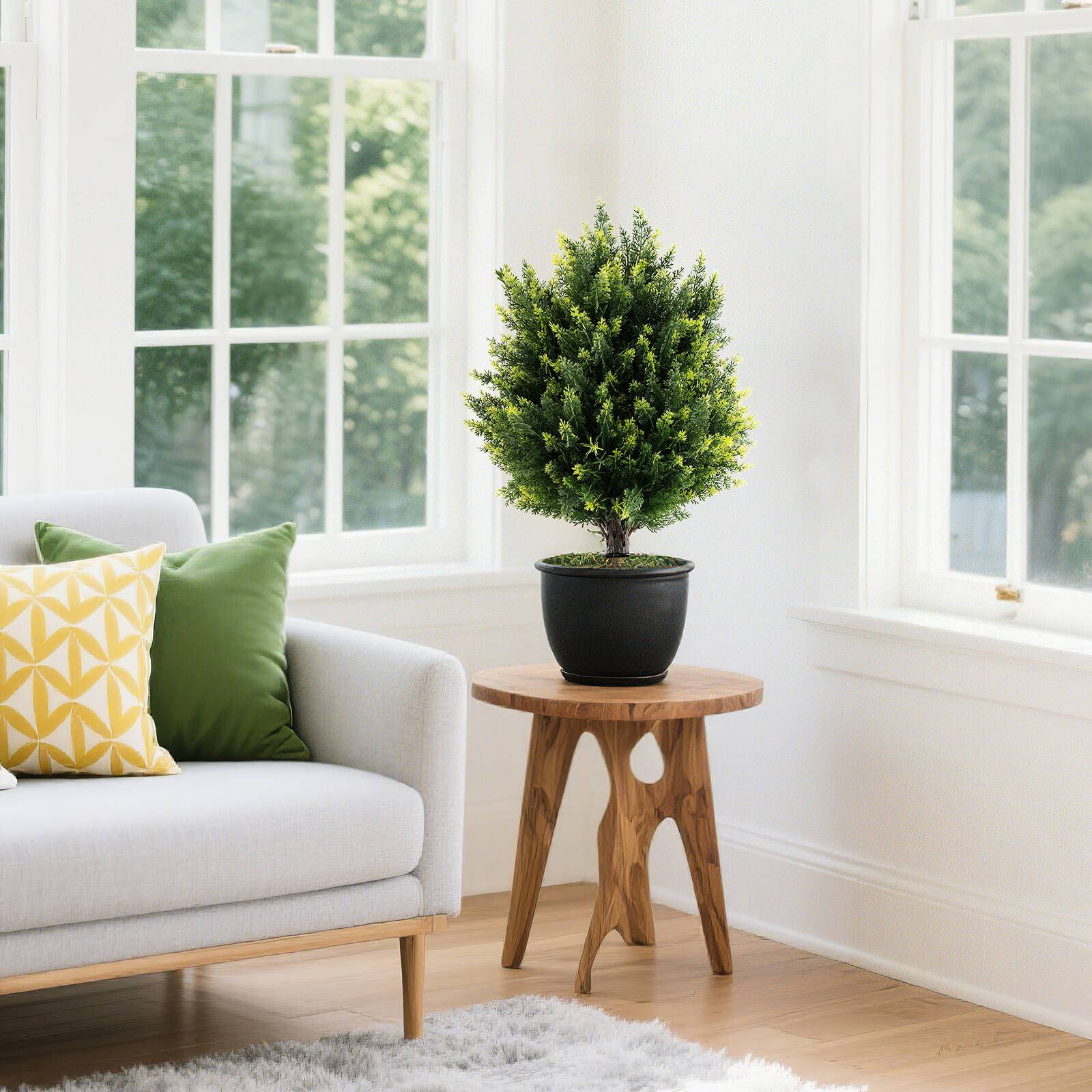 Alt View 1. Gymax - Gymax 2 Pack 24'' Artificial Cypress Topiary Ball Tree Set w/Ground Spike Decoration - Green.