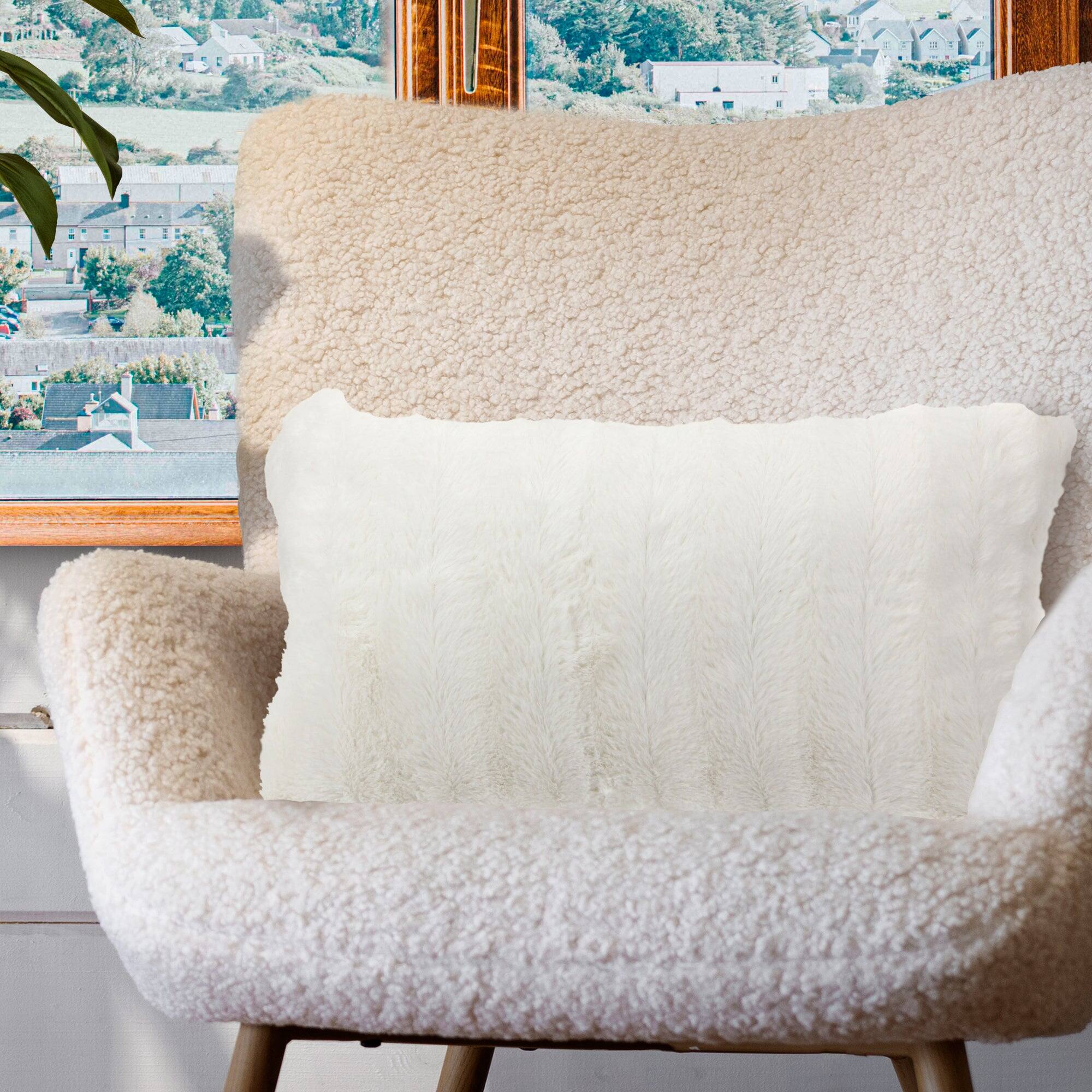 Alt View 4. Cheer Collection - Faux Fur Throw Pillow Cover - Fluffy, Soft Pillow Case for Couch or Bed Accent Pillows - Maroon.