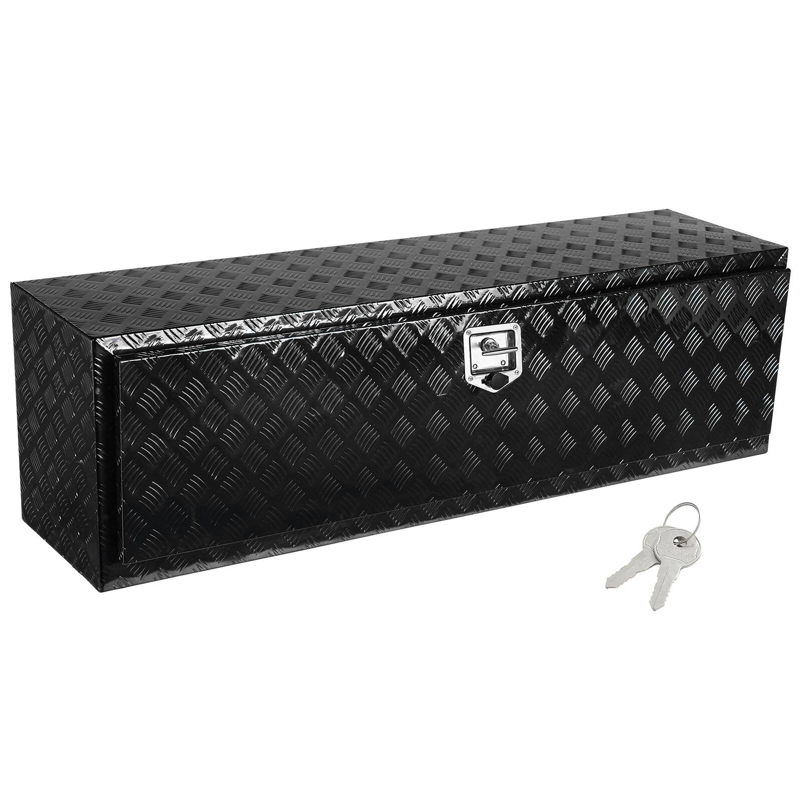 Alt View 5. VEVOR - Underbody Truck Box, 60" x 17" x 18" Pickup Storage Box, Heavy Duty Aluminum Diamond Plate Tool Box with Lock and Keys - Black.