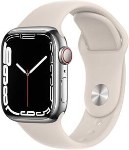 Refurbished Excellent - Apple Watch Series 7 (GPS + Cellular) 41mm Stainless Steel with Sport Band - Silver - (2021)