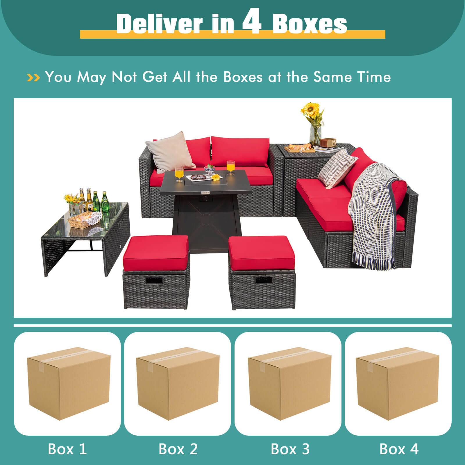 Deliver in 4 Boxes  
>> You May Not Get All the Boxes at the Same Time  

Lg Box 1  
Box 2  
Box 3  
Box 4