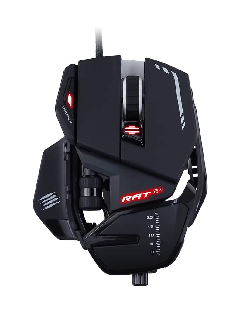 Mad Catz - R.A.T. 6+ Gaming Mouse 12000 DPI Optical Sensor 11 programmable buttons - Wired - Wired - Black