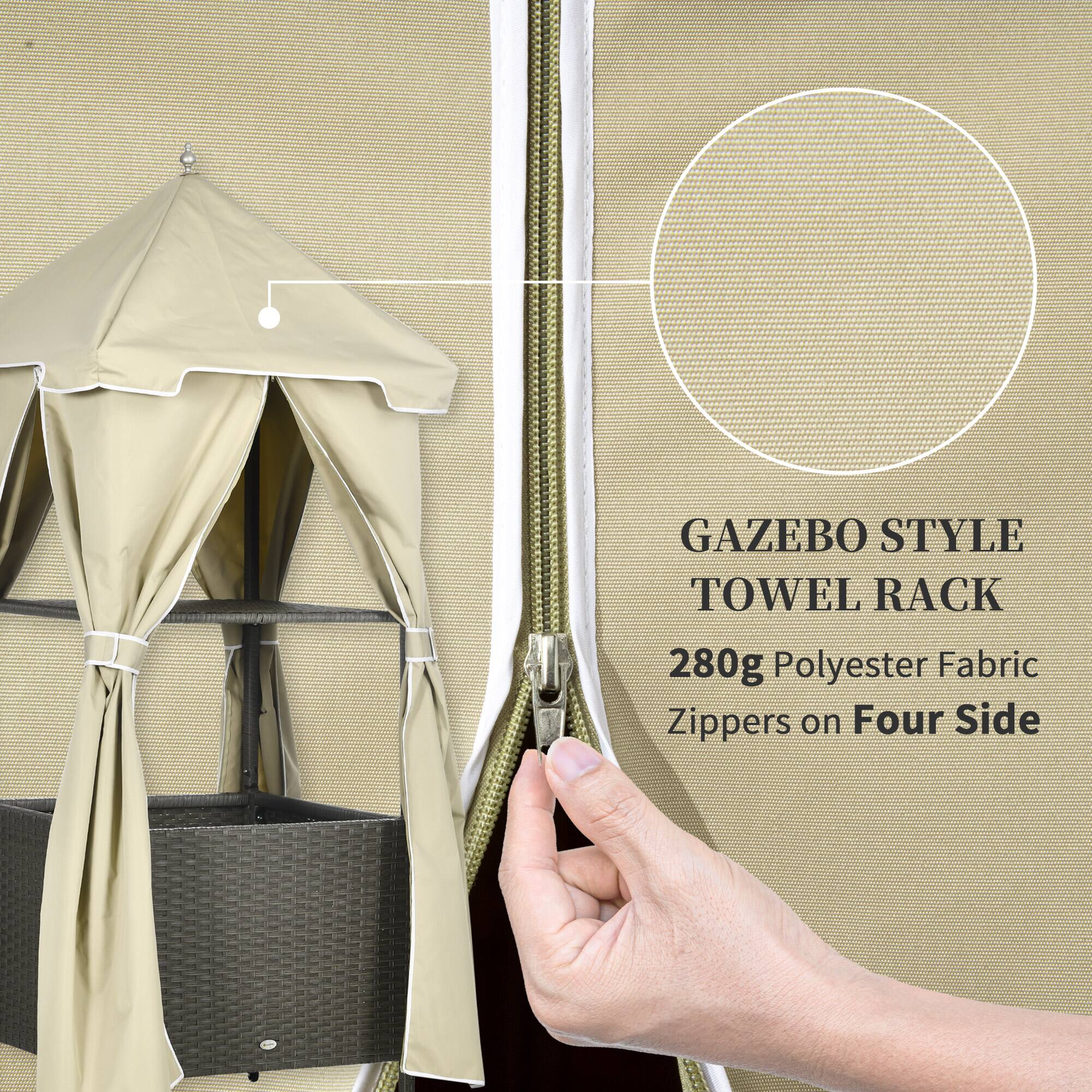 GAZEBO STYLE TOWEL RACK  
280g Polyester Fabric  
Zippers on Four Sides