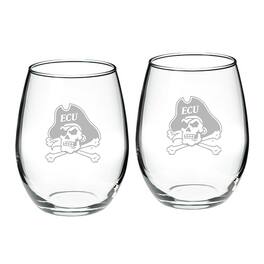 Jardine - ECU Pirates 2-Piece 21oz. Stemless Wine Glass Set - Multicolor