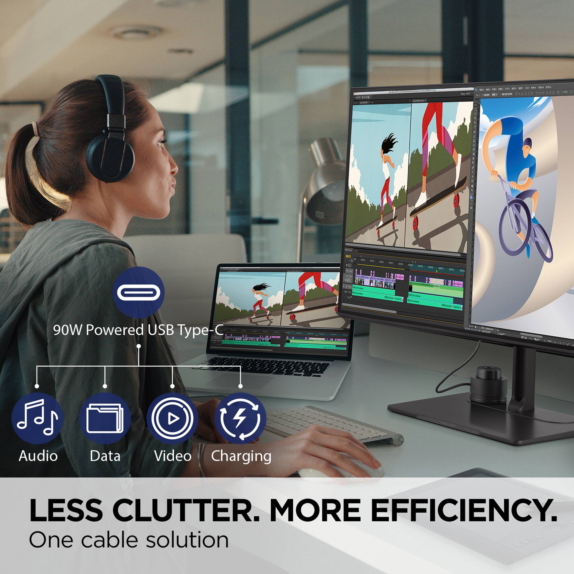 Less Clutter. More Efficiency. One Cable Solution.