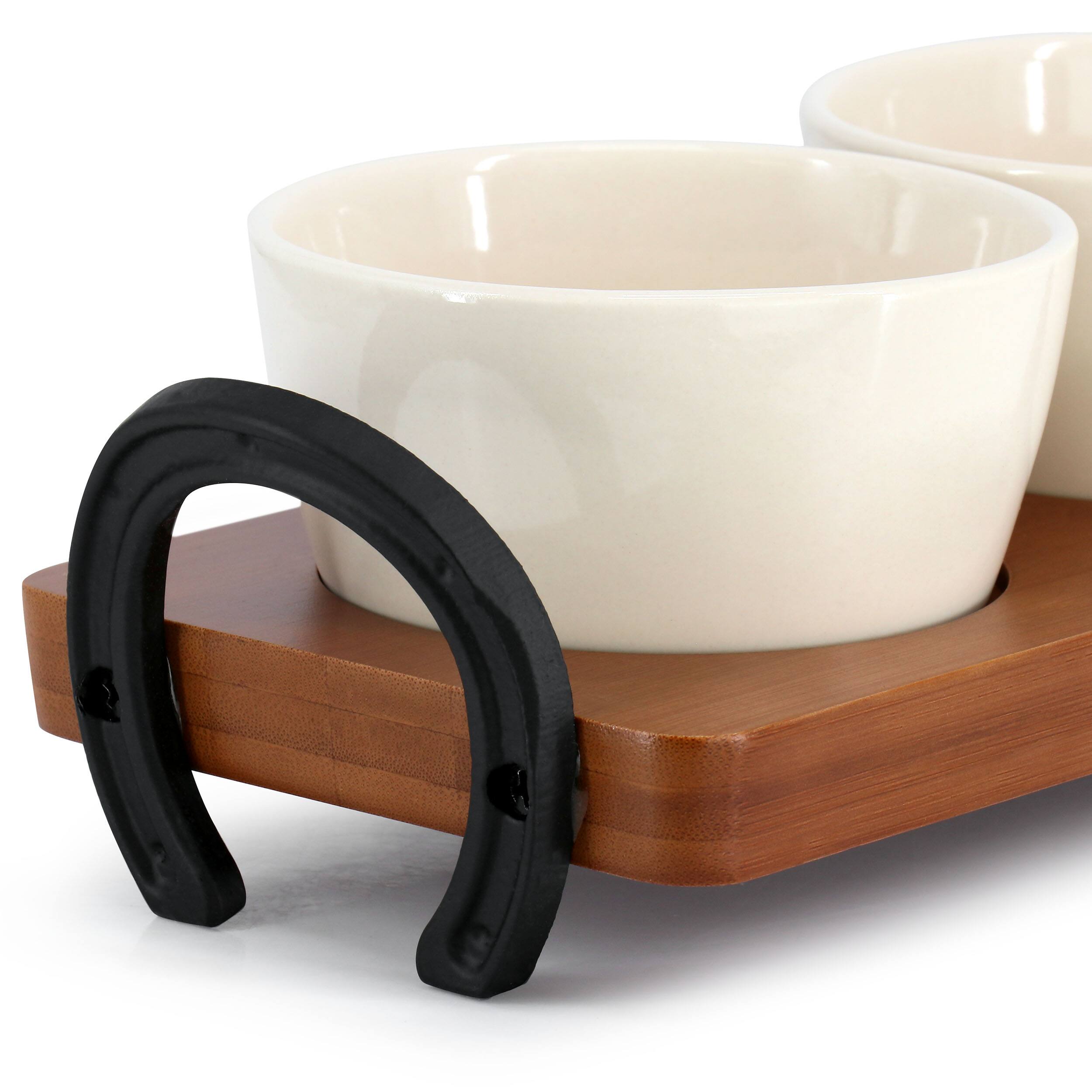 Left. Wanda June Home - Wanda June Home 4 Piece 15 Inch Bamboo Tray and Condiment Server Set in Golden Brown - Brown.