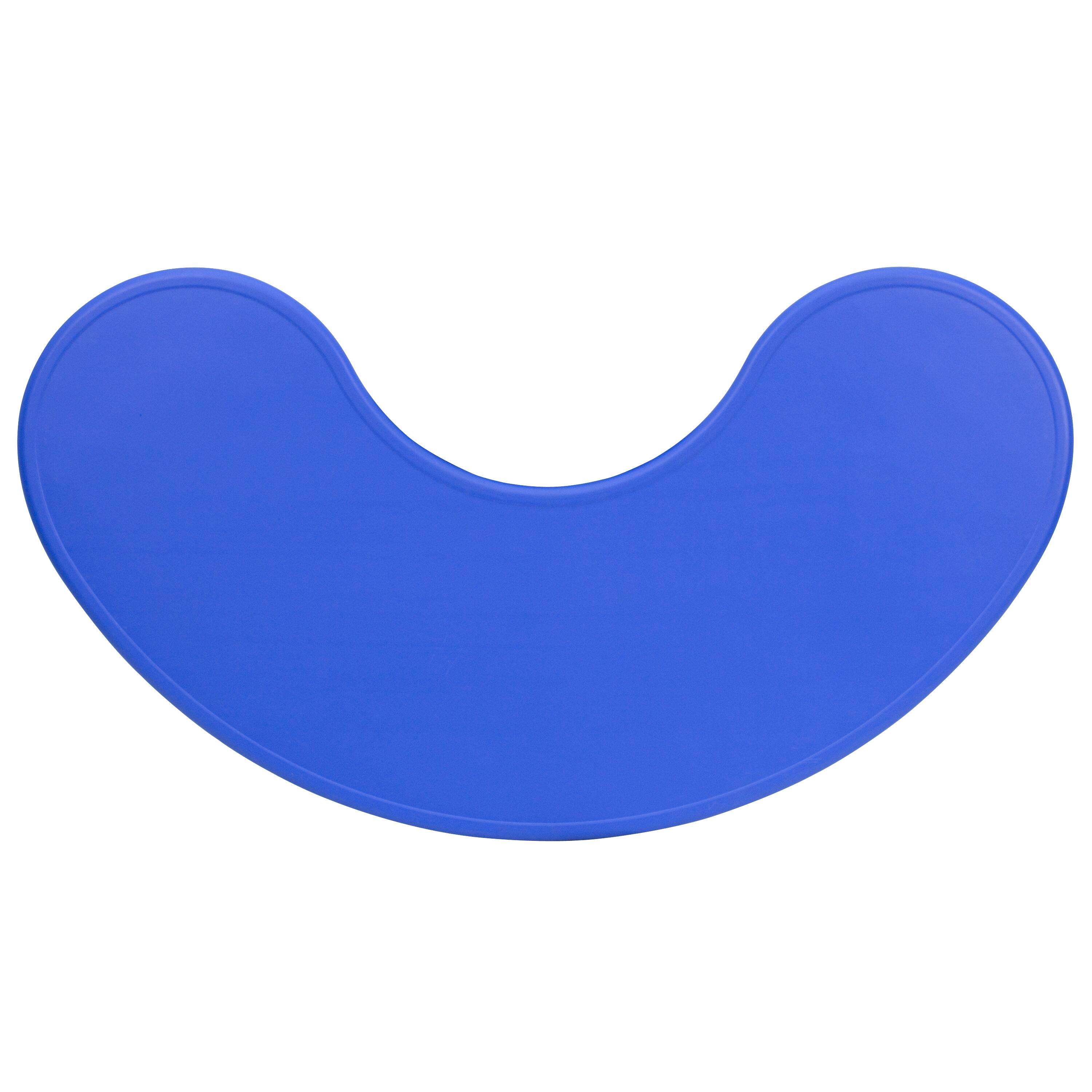Alt View 5. Emma + Oliver - 35"W x 65"L Half-Moon Plastic Height Adjustable Activity Table - Blue.