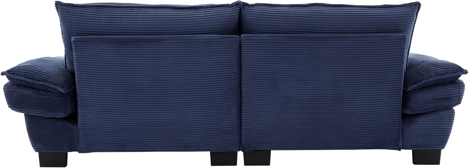 Alt View 5. Trinkets Crazed - 84" Cloud Corduroy Loveseat Sofa, Modern Comfy Upholstered 2 Seater Sofa Deep Seat Sofa with 2 Throw Pillows - blue.