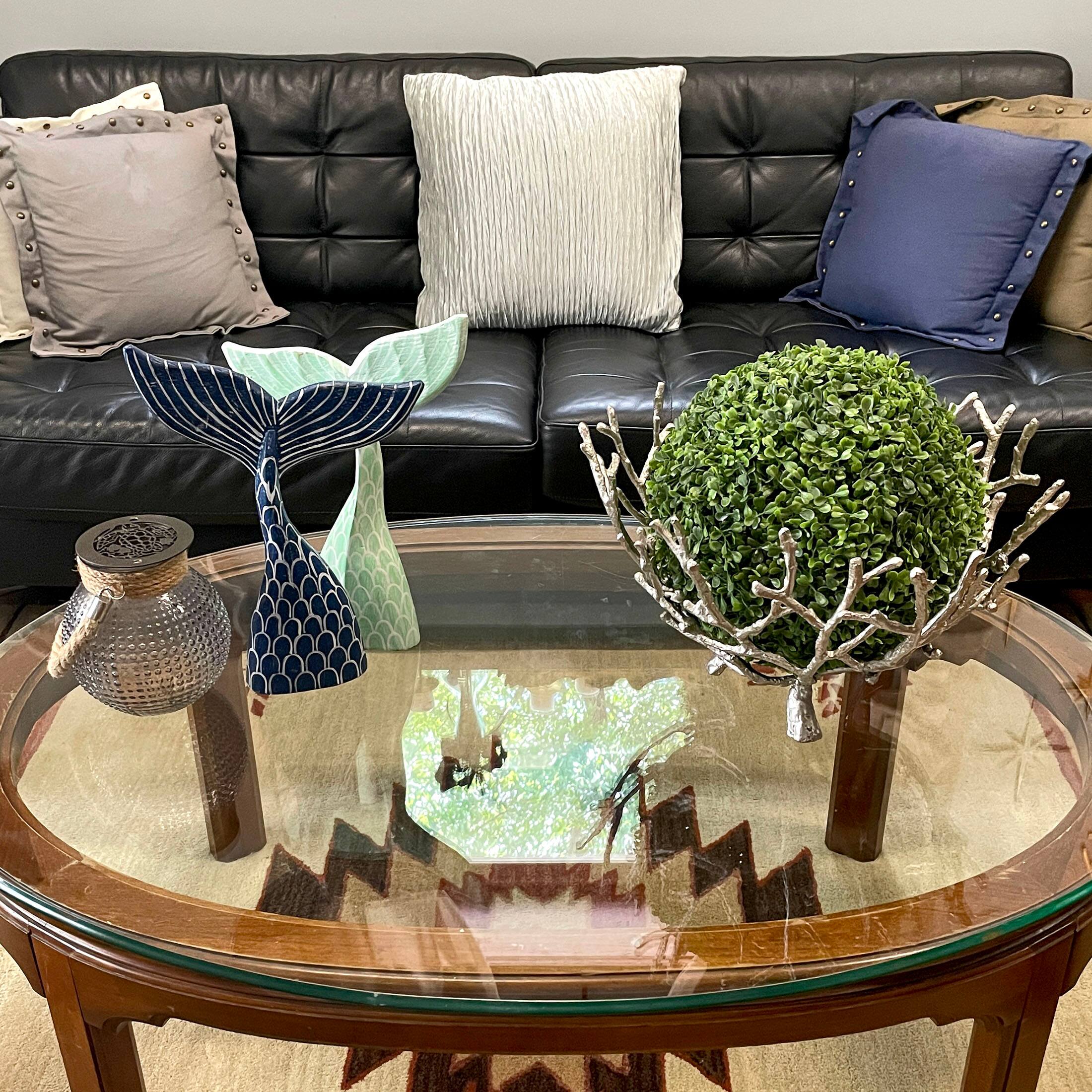 Alt View 7. Things2Die4 - Set of 2 Wood Mermaid Tail Sculptures 13.75" Turquoise & Navy Blue Decor - Green/Blue.