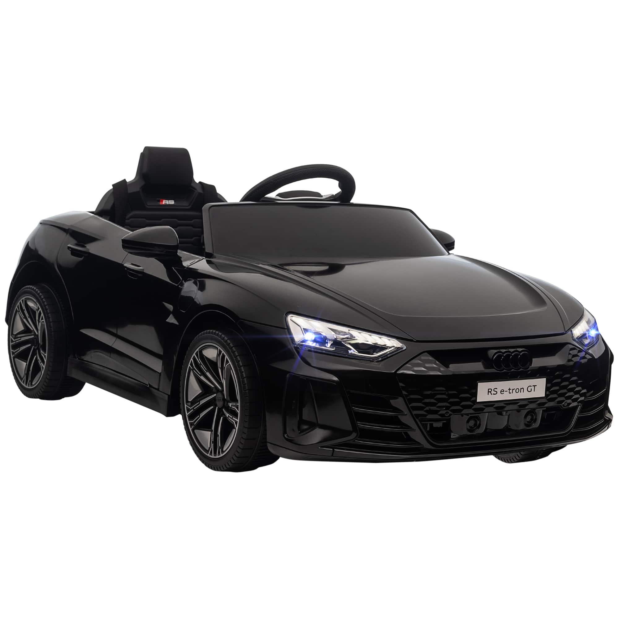 Ecooso - 12V Kids Ride-On Sports Car with Remote Control, Suspension, Music, Horn, Lights & Seat Belt for Ages 3-5 - Black