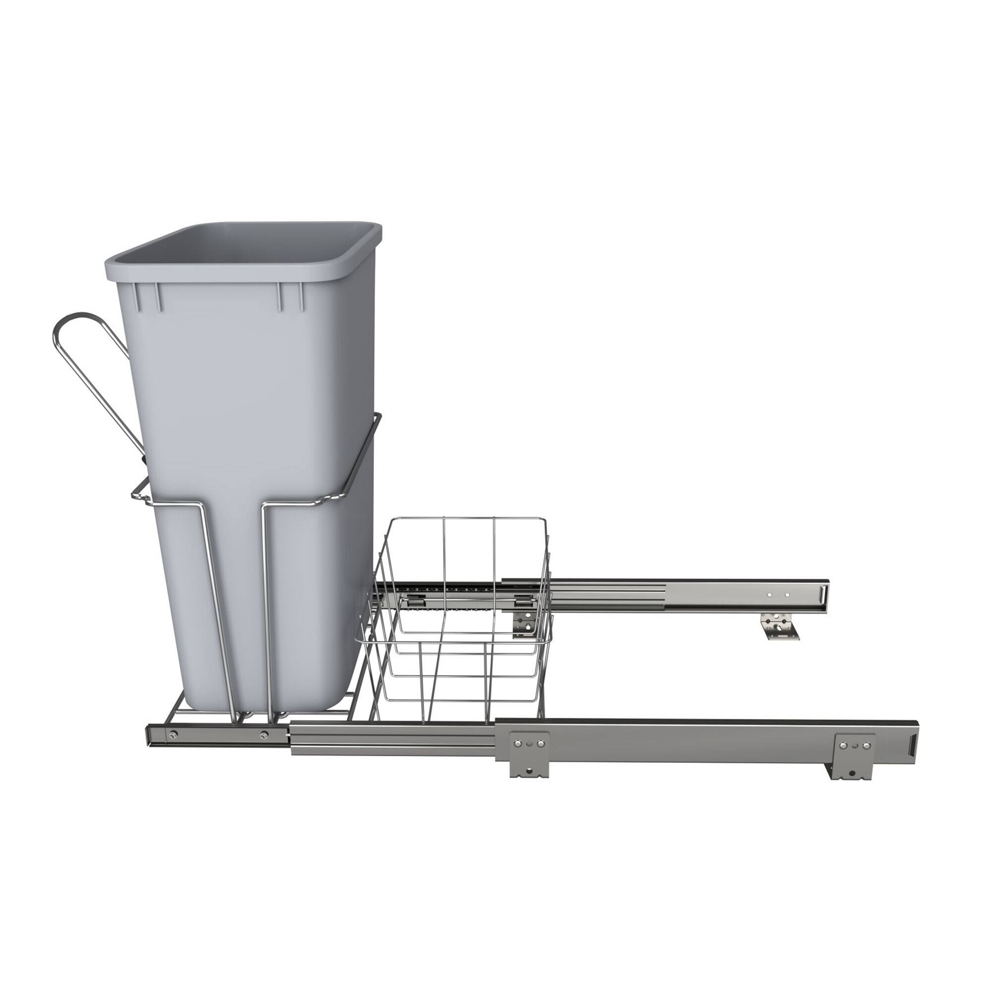 Alt View 8. Rev-A-Shelf - Rev-A-Shelf 32 qt. Universal Waste Container with Rear Basket, RUKD-1432RB-1 - Gray.