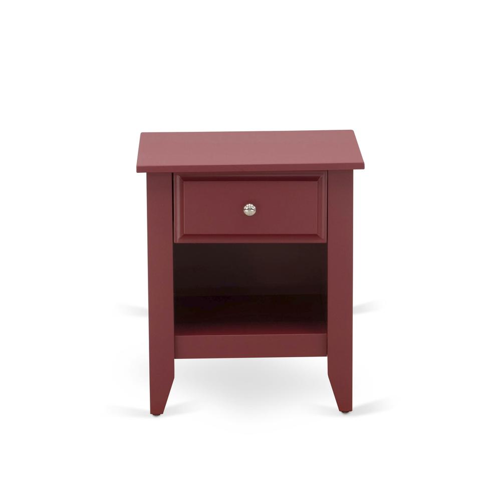 Back. East West Furniture - East West Furniture GA-13-ET Wooden Night Stand for bedroom with 1 Wooden Drawer, Stable and Sturdy Constructed - - Burgundy.