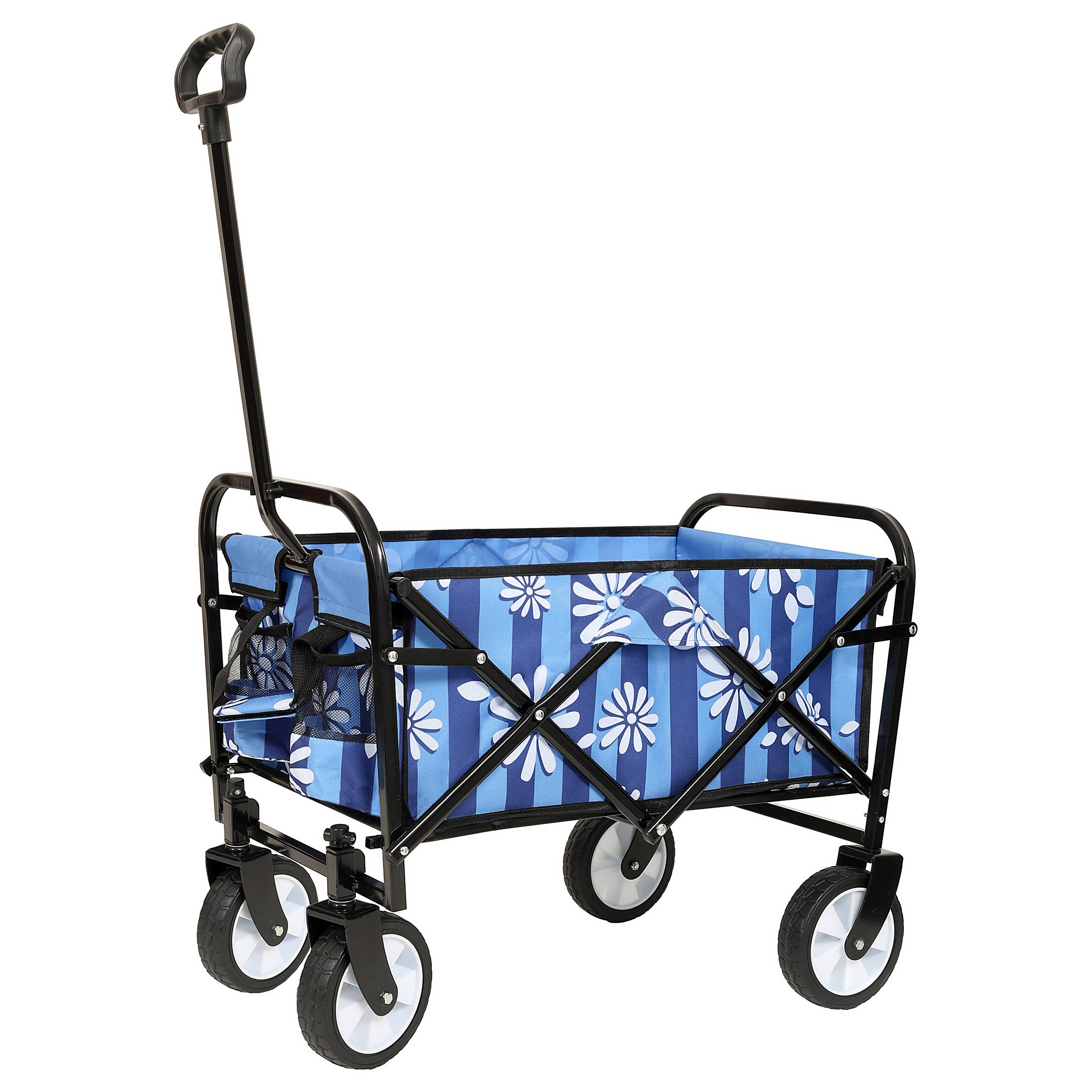 APRILSOUL - Minimeetall Colorful Collapsible Foldable Wagon Cart with strapping system Supports 225lbs vertical - Blue