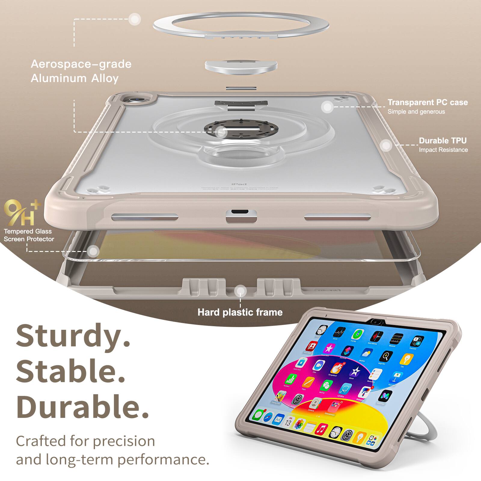 Aerospace-grade Aluminum Alloy Transparent PC case Simple and generous Durable TPU Impact Resistance ...... O + H Tempered Glass Screen Protector Hard plastic frame Sturdy. Stable. Durable. - 13 Crafted for precision and long-term performance.