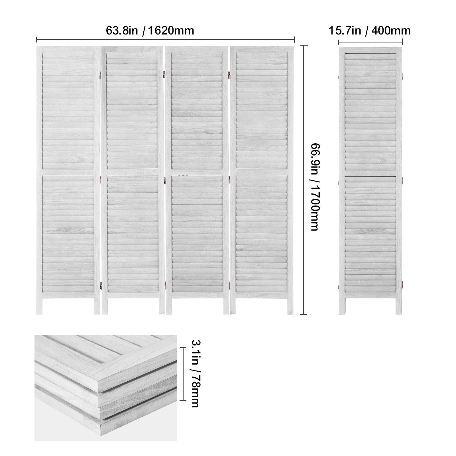 63.8in / 1620mm  
15.7in / 400mm  
66.9in / 1700mm  
3.1in / 78mm