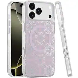 Kitcheniva - IMD Dual Layer Magnetic Circle Cover Phone Case With Tempered Glass For iPhone 17 Pro Max - Pink