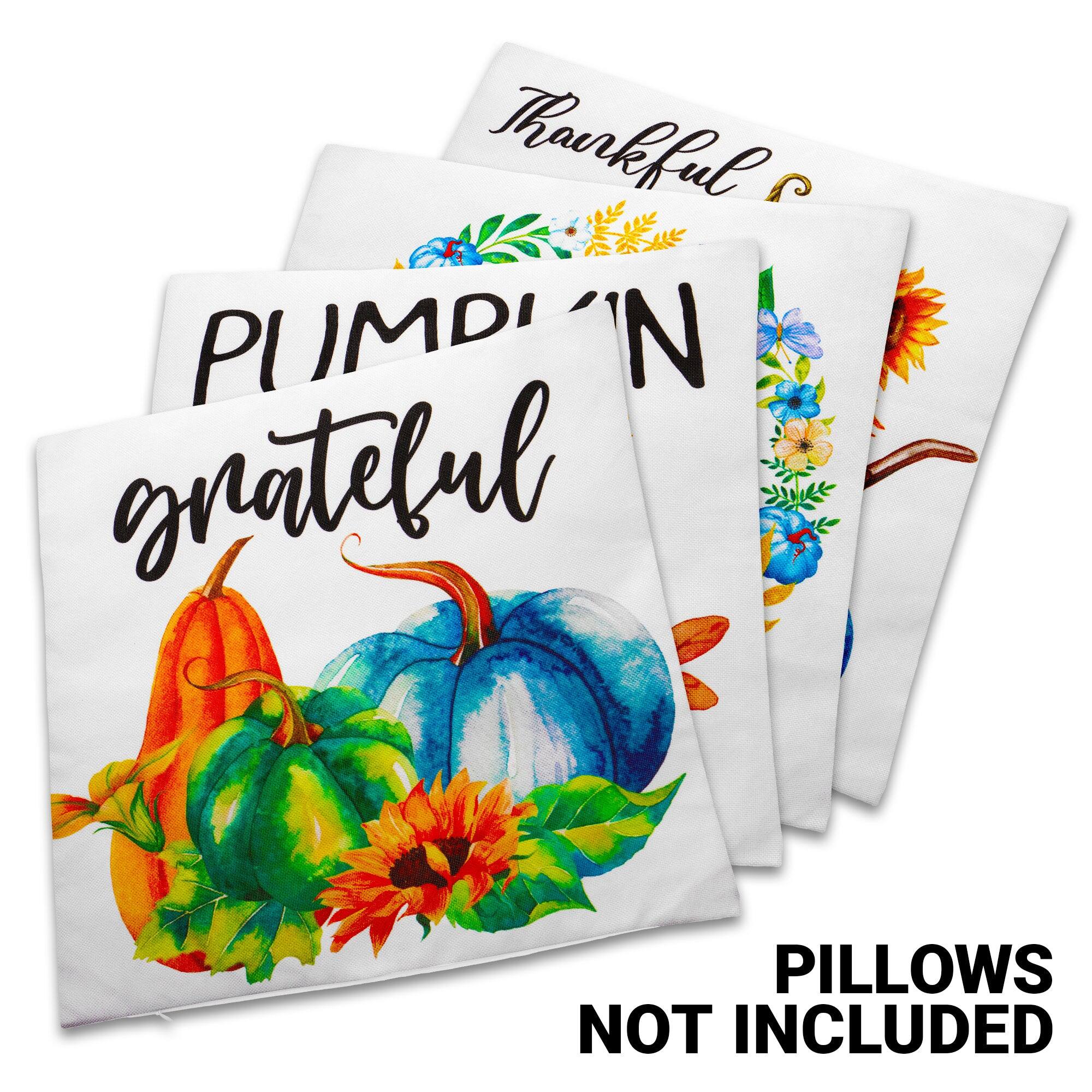 Thankful  
PUMPKIN  
grateful  

PILLOWS NOT INCLUDED