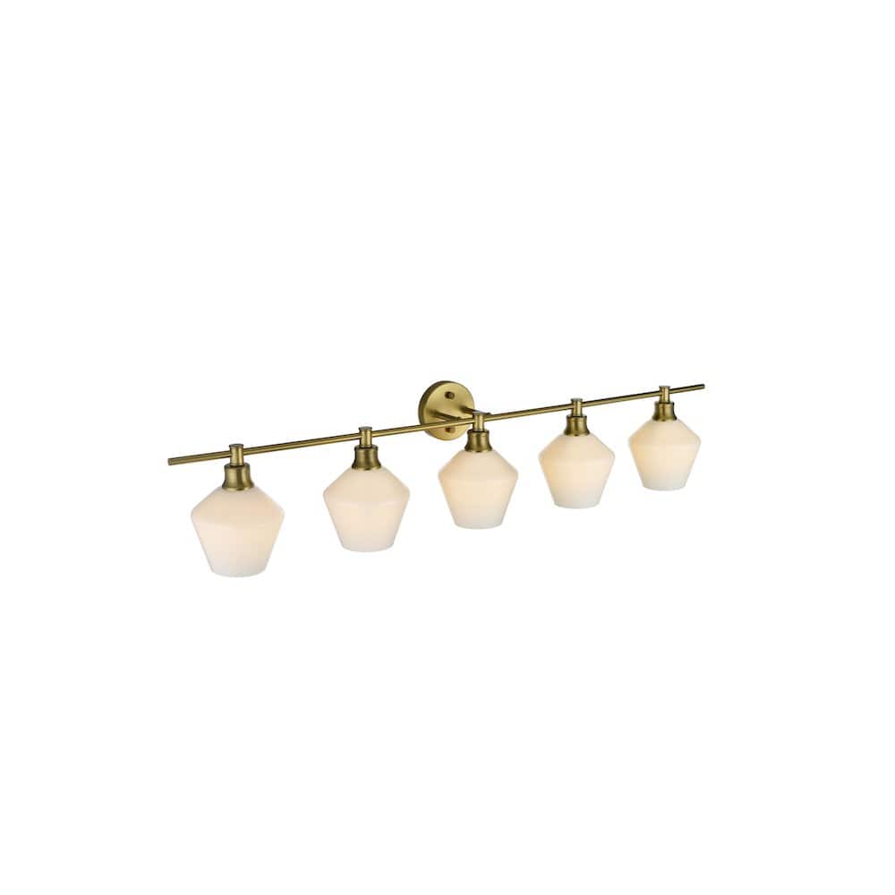 Living District - Gene 5 Light and Frosted White Glass Wall Sconce - Satin Gold price history on PriceWatchPro