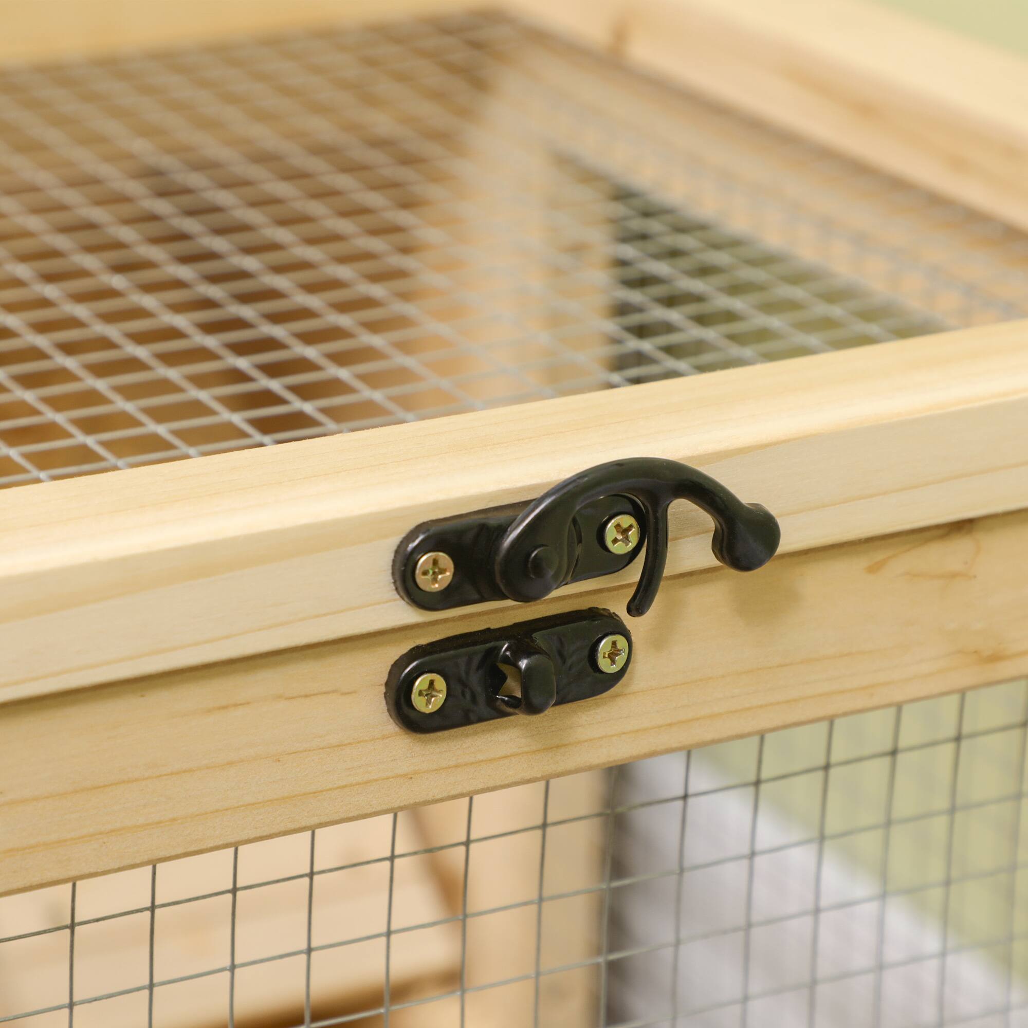 Alt View 4. Pawhut - Extra Large Wooden Hamster Cage with Sliding Tray, Seesaw, Openable Roofs, Wide Ramp, Running Wheel.