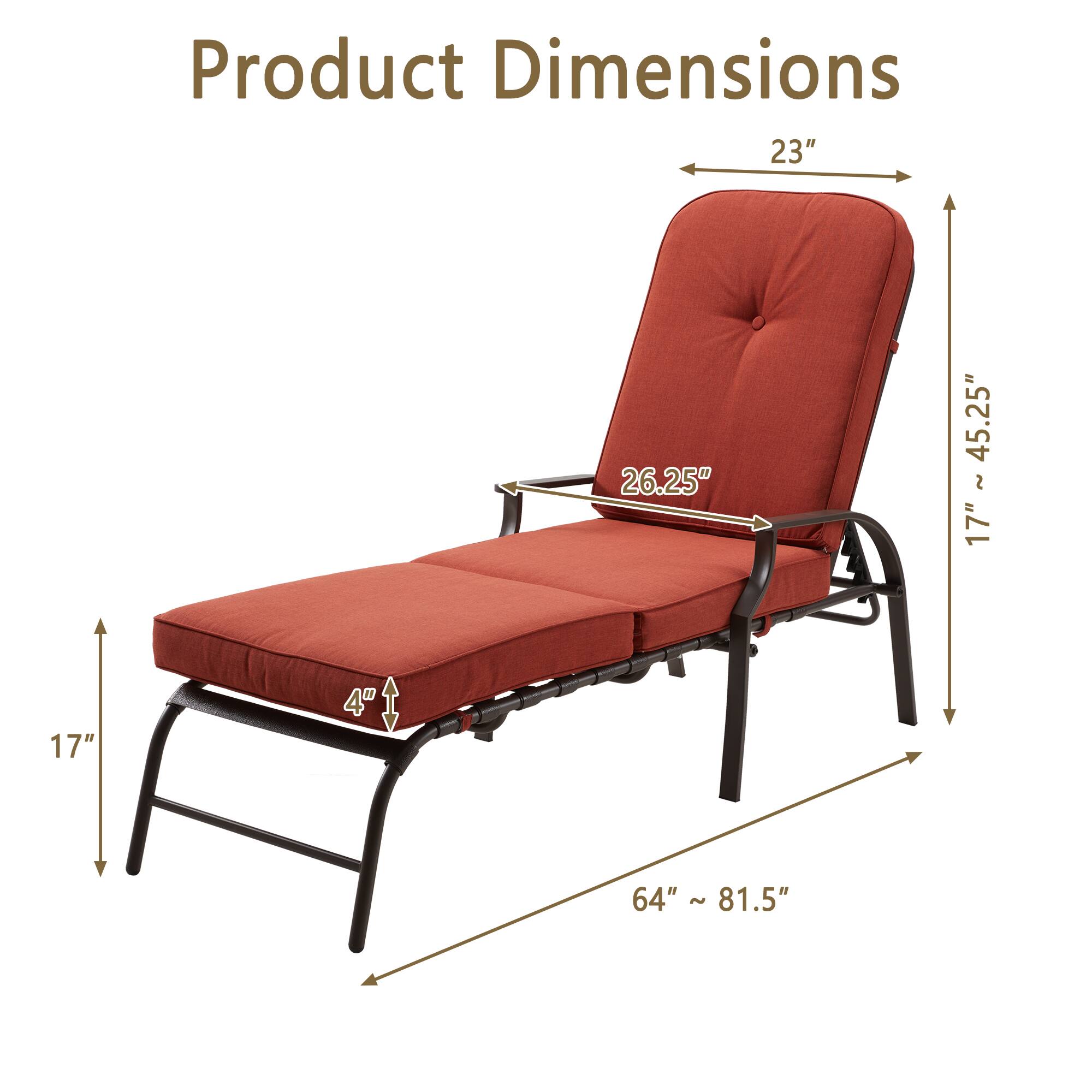 Product Dimensions

- Width: 23"
- Depth: 26.25"
- Height: 45.25"
- Seat Height: 17"
- Seat Depth: 17"
- Armrest Height: 4"
- Length: 64" ~ 81.5"