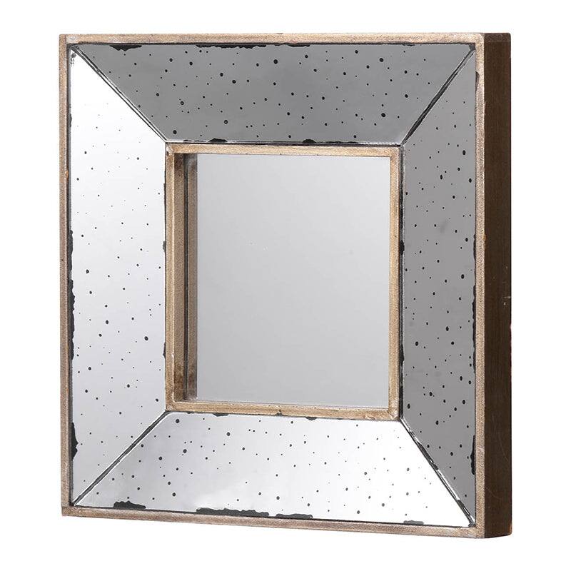 Left. BreeBe - 12' x 12' Distressed Silver Square Accent Mirror, Wall Mirror for Living Room, Entryway, Office, Bedroom, Hallway - Silver.