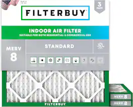 Filterbuy - 16x16x1 MERV 8 Dust & Allergy Defense, Electrostatic Pleated HVAC AC Furnace Air Filters Replacement (3-Pack) - Silver