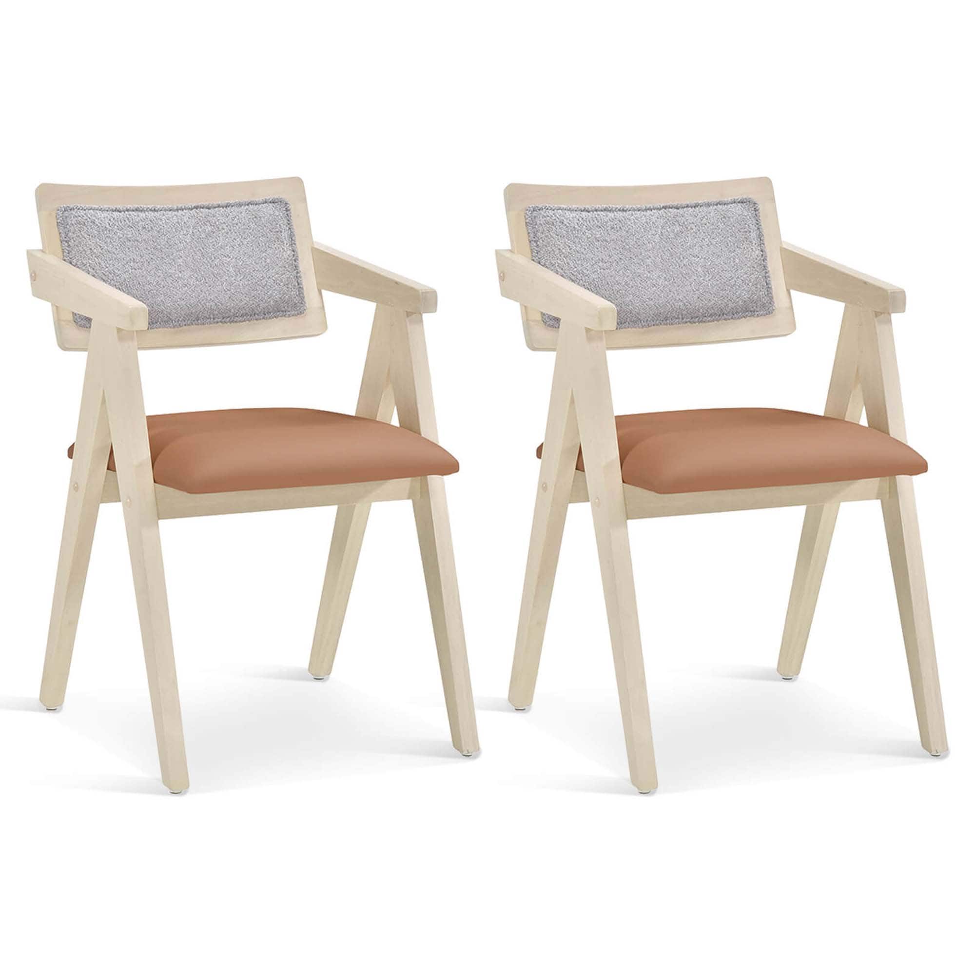 Costway - Modern Accent Chairs Set of 2 with Leathaire Seat Cushions & Backrests - Beige,Fawn,Gray