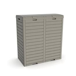 Mondawe - 62 Gallons Resin All-Weather Dual-Compartment Trash Can - Light Brown