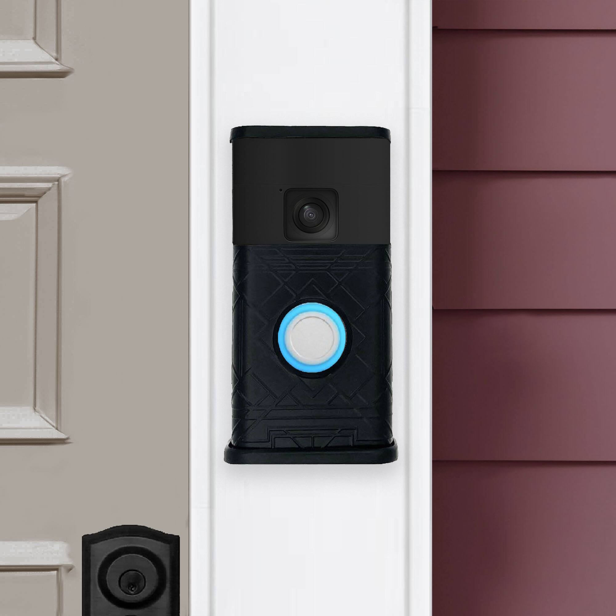 Alt View 4. Michael Healy - Art Deco Video Doorbell Cover (Ring Battery Doorbell 2024 Release) - Matte Black.