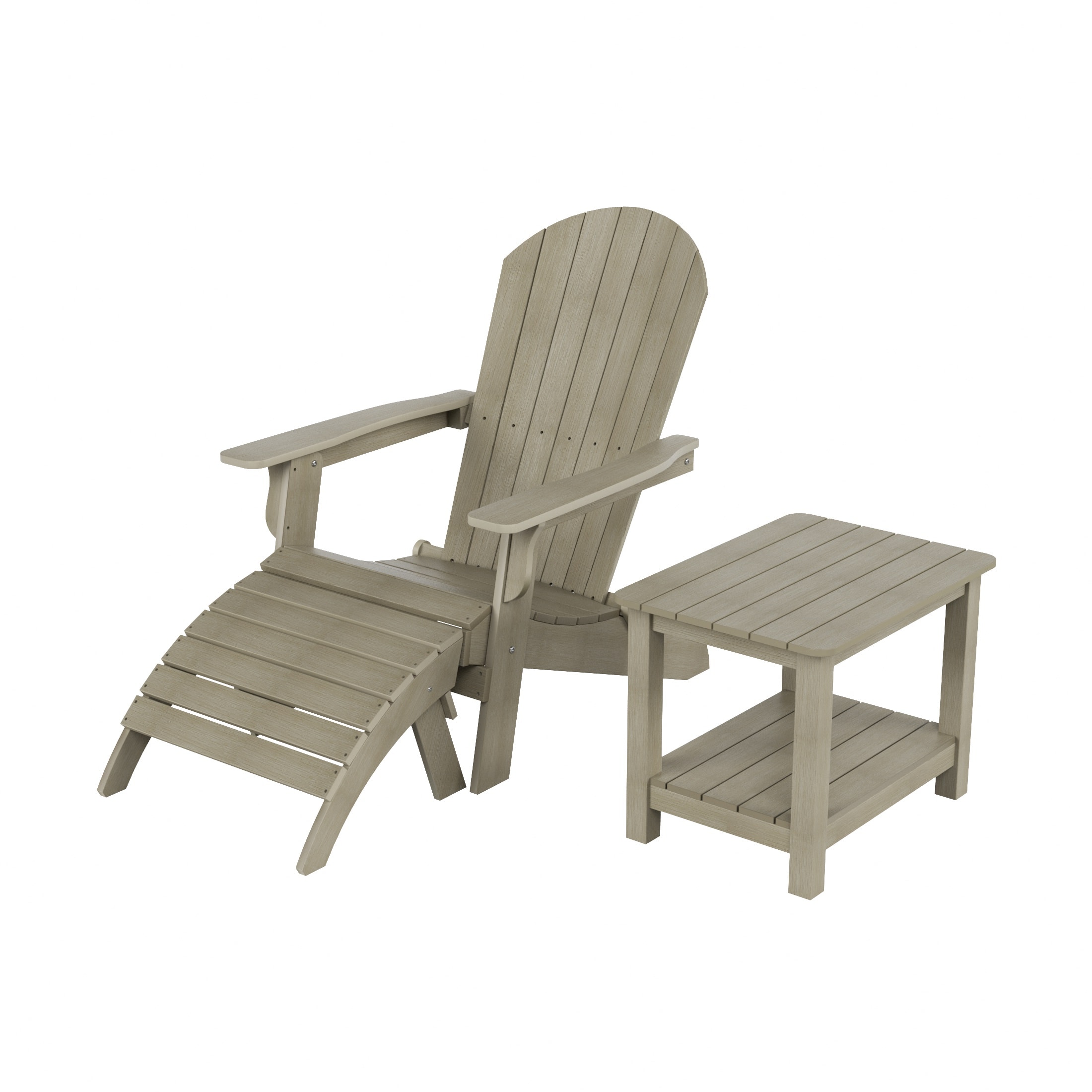 WestinTrends - Tuscany 3-Piece HIPS Outdoor Folding Adirondack Seashell Chair With Folding Ottoman And Side Table - Weathered Gray price history on PriceWatchPro