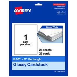 Avery - Printable Cardstock, 8.5" x 11", Glossy 25ct - White
