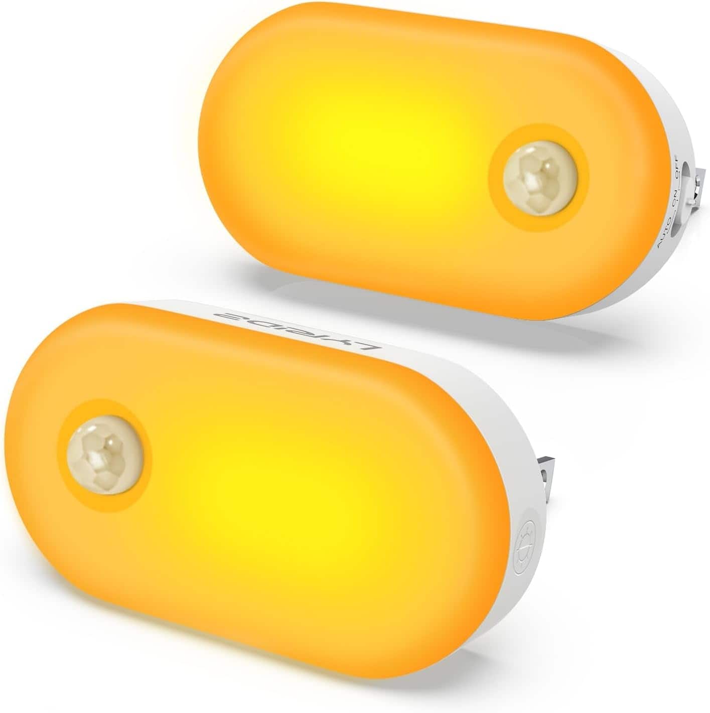 RTMB - Amber Plug-In LED Night Lights, Motion Sensor, Stepless Dimmable, 2-Pack