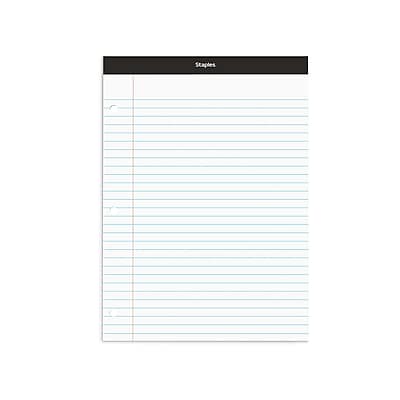 Staples - Notepad, 8.5" x 11.75", Narrow Ruled, 100 Sheets/Pad (ST57345/TR57345) - White