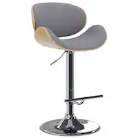 Simpli Home - Marana Bentwood Gas Lift Bar Stool - Light Gray - Front_Zoom