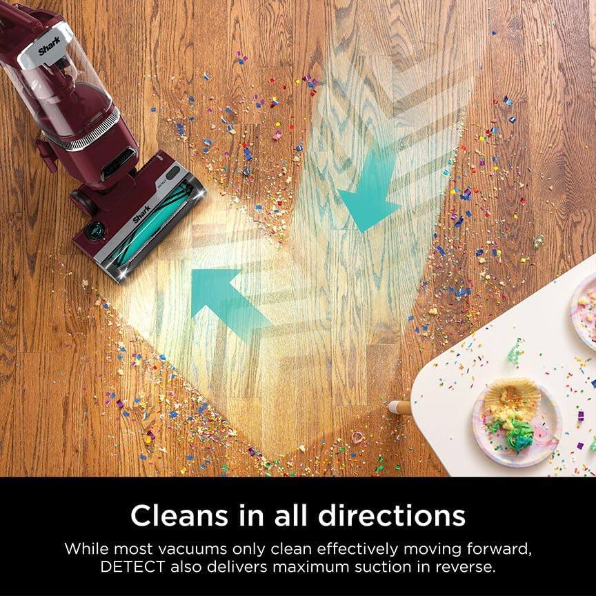 Shark Cleans in all directions  
While most vacuums only clean effectively moving forward, DETECT also delivers maximum suction in reverse.