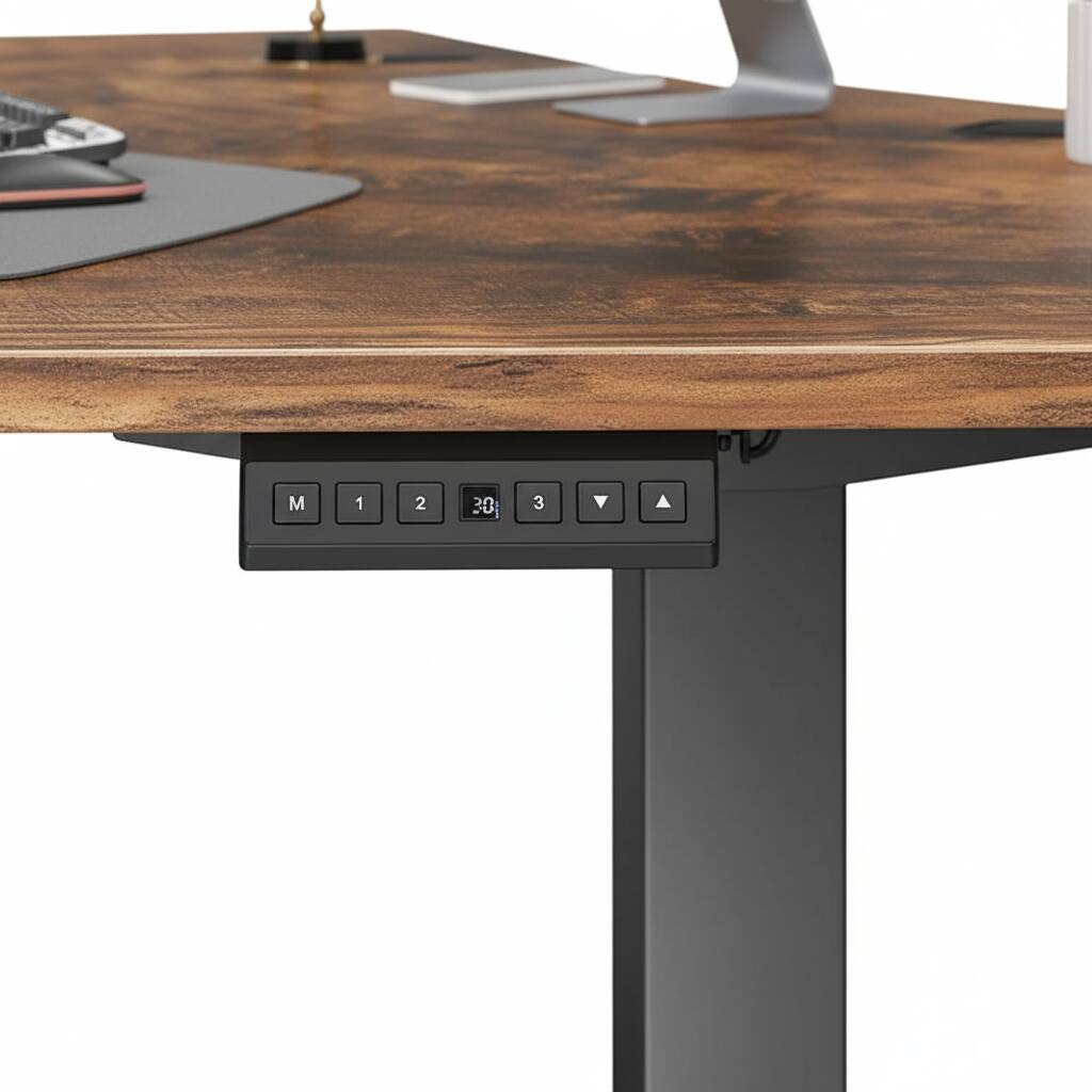 Back. AOITUN - 40" Electric Standing Desk, Rustic Sit Stand Desk, Ergonomic Height Adjustable Home Office Table - Steel.