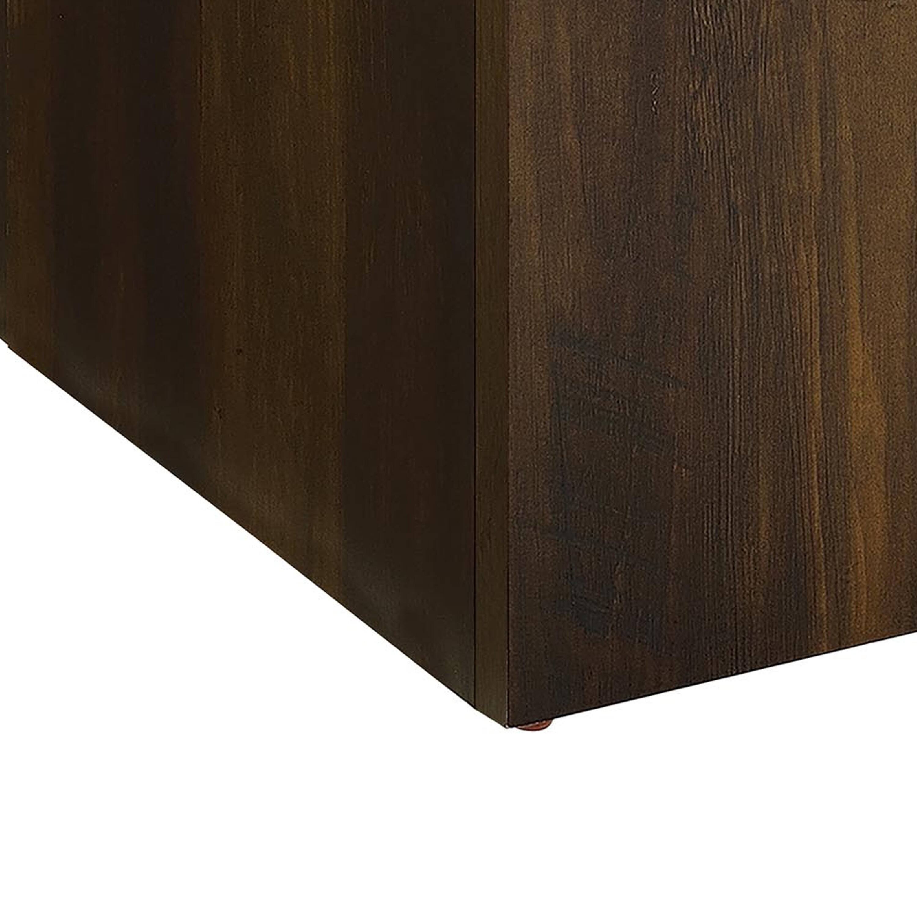 Alt View 4. Manhattan Lane - Darla Square Side-End Table, Block Style Base, Wood 24 Inch - Dark Pine Brown.