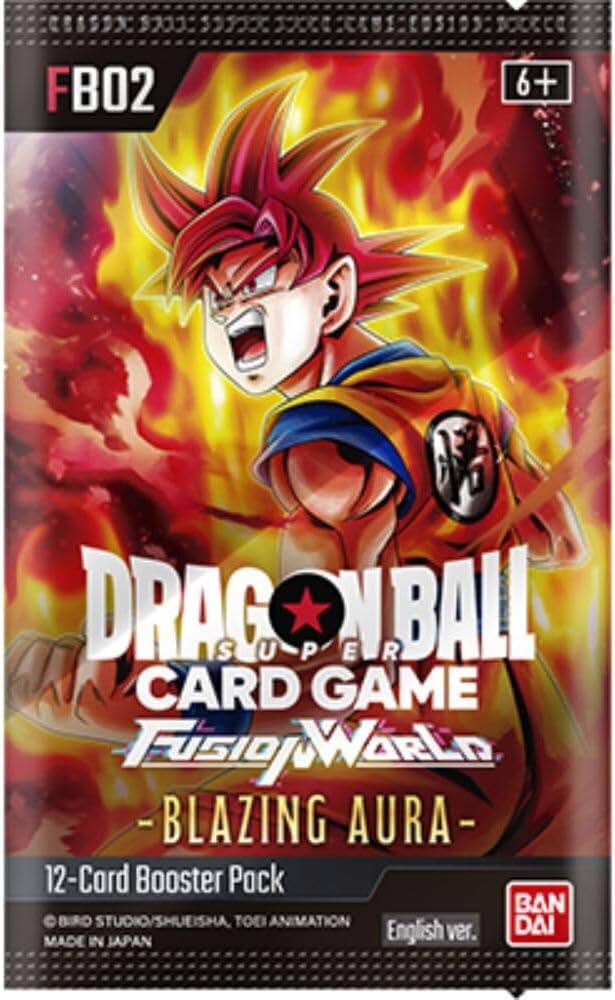 FB02 6+ DRAGON BALL SUPER CARD GAME FUSION WORLD - BLAZING AURA - 12-Card Booster Pack English ver. BIRD STUDIO/SHUEISHA, TOEI ANIMATION, BANDAI MADE IN JAPAN