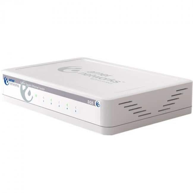 Amer Networks - Amer 5 Port Gigabit Ethernet Switch - 5 Ports - Gigabit Ethernet - 10/100/1000Base-T - 2 Layer Supported - Twisted Pair - Black
