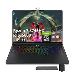 Lenovo - Legion Pro5 16" Gaming Laptop,Ryzen 7 8745HX,32GB RAM,1TB SSD+1TB Dock Set,RTX 5060,Backlit Keyboard,Win 11 - Black