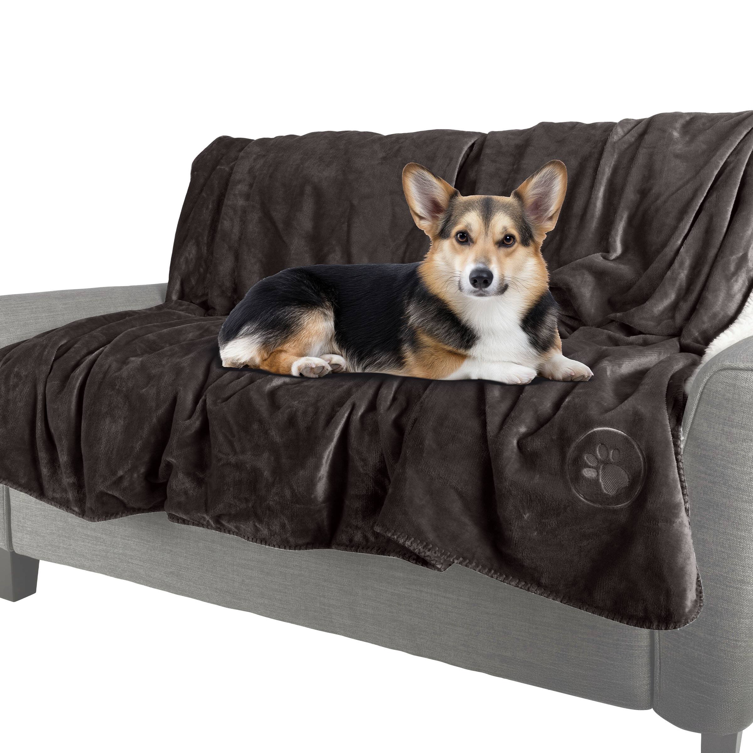 Front. PetMaker - Waterproof Dog Blanket 50x60-Inch Sherpa Dog Blanket for Couch, Bed, or Car Protects from Spills, Stains and Fur - Dark Gray.