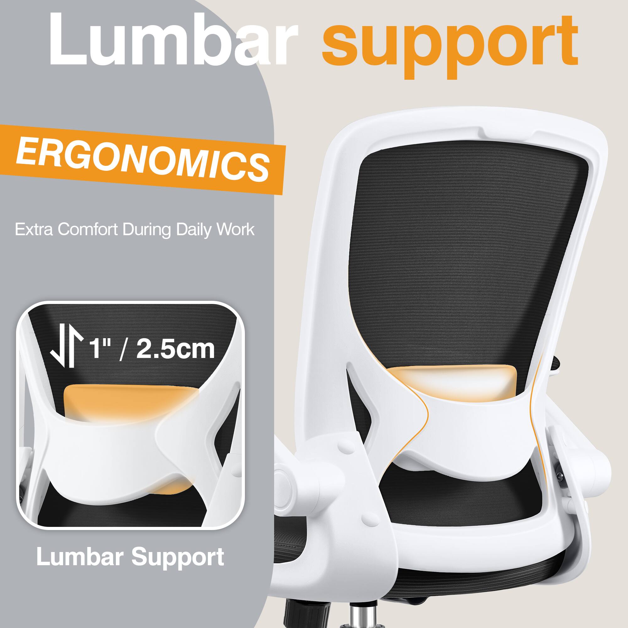 Lumbar support  
ERGONOMICS  
Extra Comfort During Daily Work  
1" / 2.5cm Lumbar Support