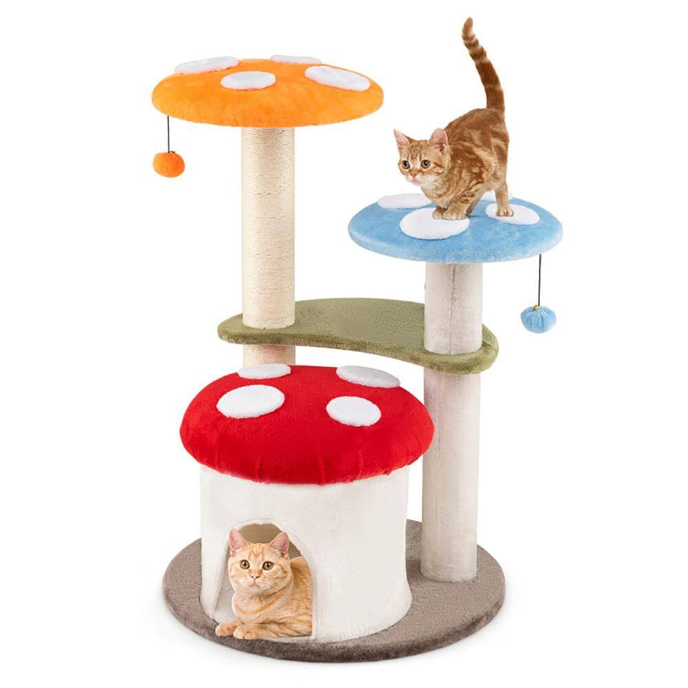 Alt View 2. Kadyn - Cat Scratching Tower,Cat Tree, 35 Inch Tall Cat Tower with Sisal Scratching Posts Cat Condo and Padded Platforms - Multi-color.